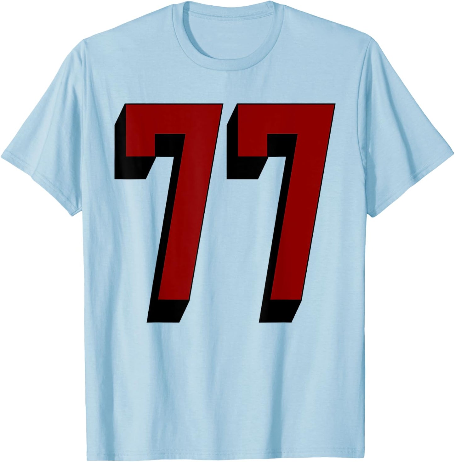 #77 Number 77 Varsity Fan Sports Team White Jersey T-Shirt - T-Shirt | Light Blue