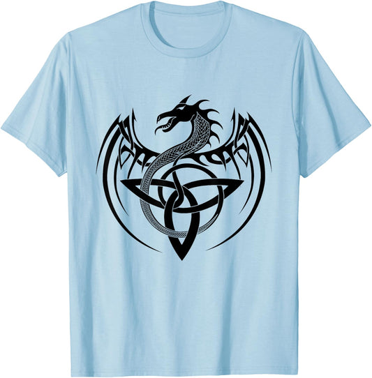 Tribal Celtic Knot Fantasy Celtic Dragon T-Shirt - T-Shirt | Light Blue