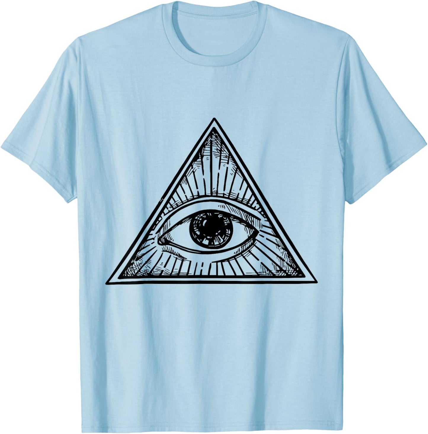 All Seeing Eye Conspiracy Believe Illuminati Pyramid T-Shirt - T-Shirt | Light Blue