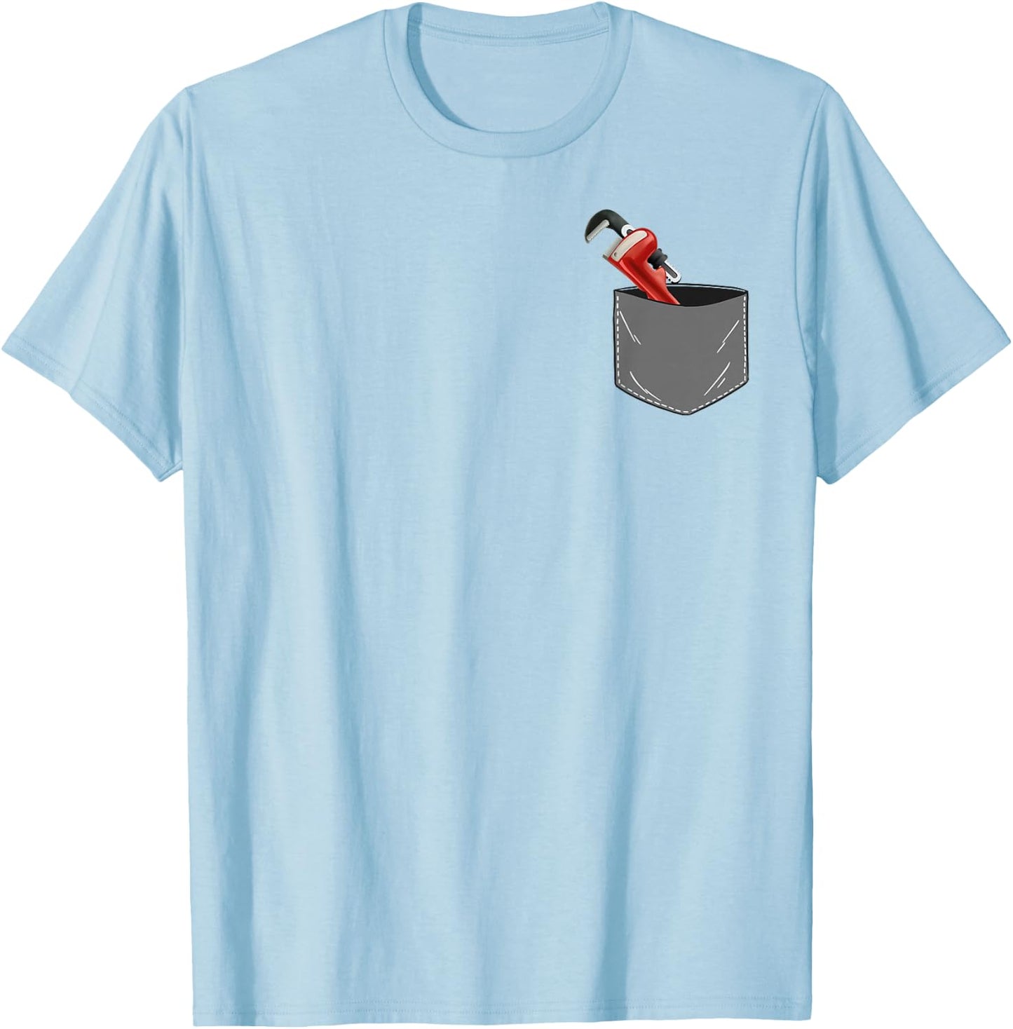 Plumbing Plumber Pipe Wrench Pocket Vintage T-Shirt - T-Shirt | Light Blue