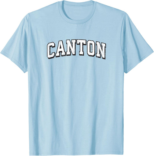 Canton Connecticut Vintage Athletic Sports B&W Print T-Shirt - T-Shirt | Light Blue
