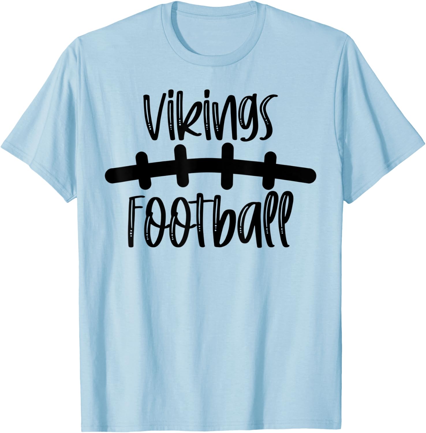 Vikings Football School Spirit Team Mascot Game Night T-Shirt - T-Shirt | Light Blue
