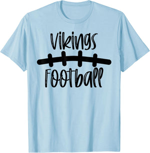 Vikings Football School Spirit Team Mascot Game Night T-Shirt - T-Shirt | Light Blue