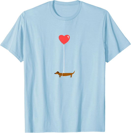 Cute Dachshund Weenie Love Balloon Funny Dog Lover Gift Women T-Shirt - T-Shirt | Light Blue
