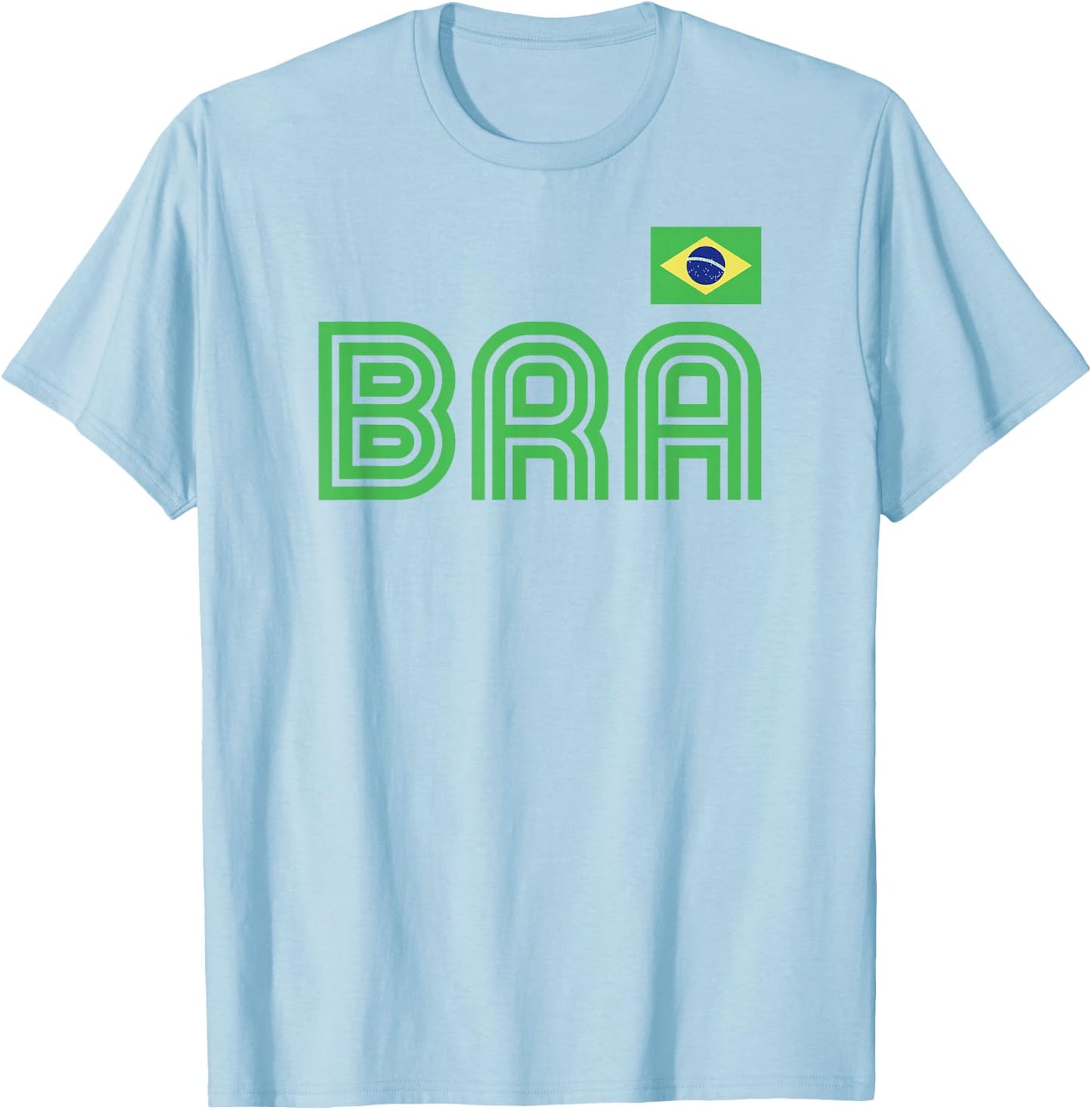 Brazil Flag Retro International Country Brasil Pride T-Shirt - T-Shirt | Light Blue