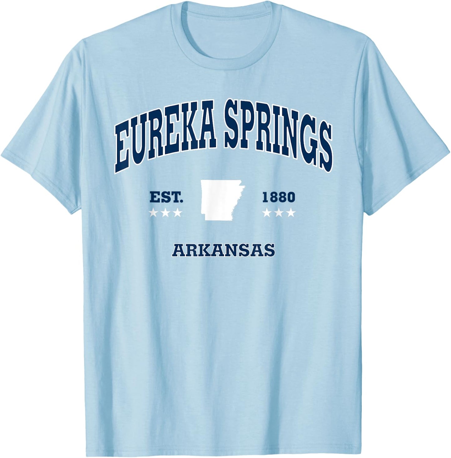 Eureka Springs Arkansas AR Throwback Navy Vintage Athletic T-Shirt - T-Shirt | Light Blue