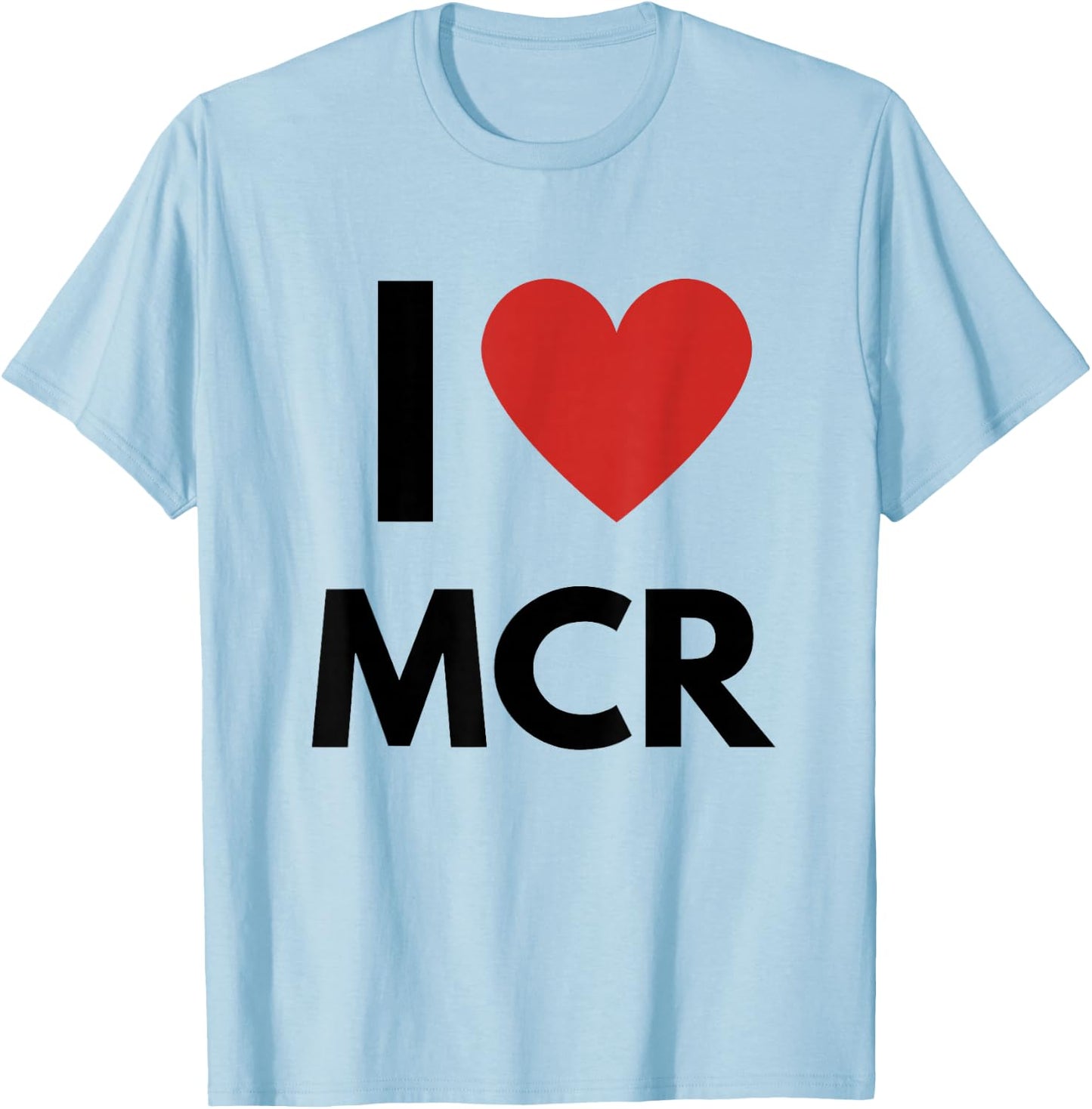 I Love MCR Heart Manchester Love Fan Apparel T-Shirt - T-Shirt | Light Blue