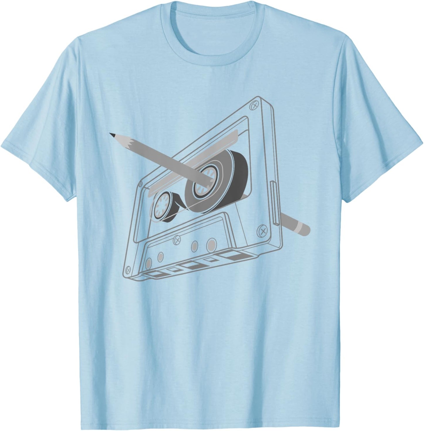 Vintage Rewind Funny 80s 90s Cassette Pencil Gift Men Women T-Shirt - T-Shirt | Light Blue