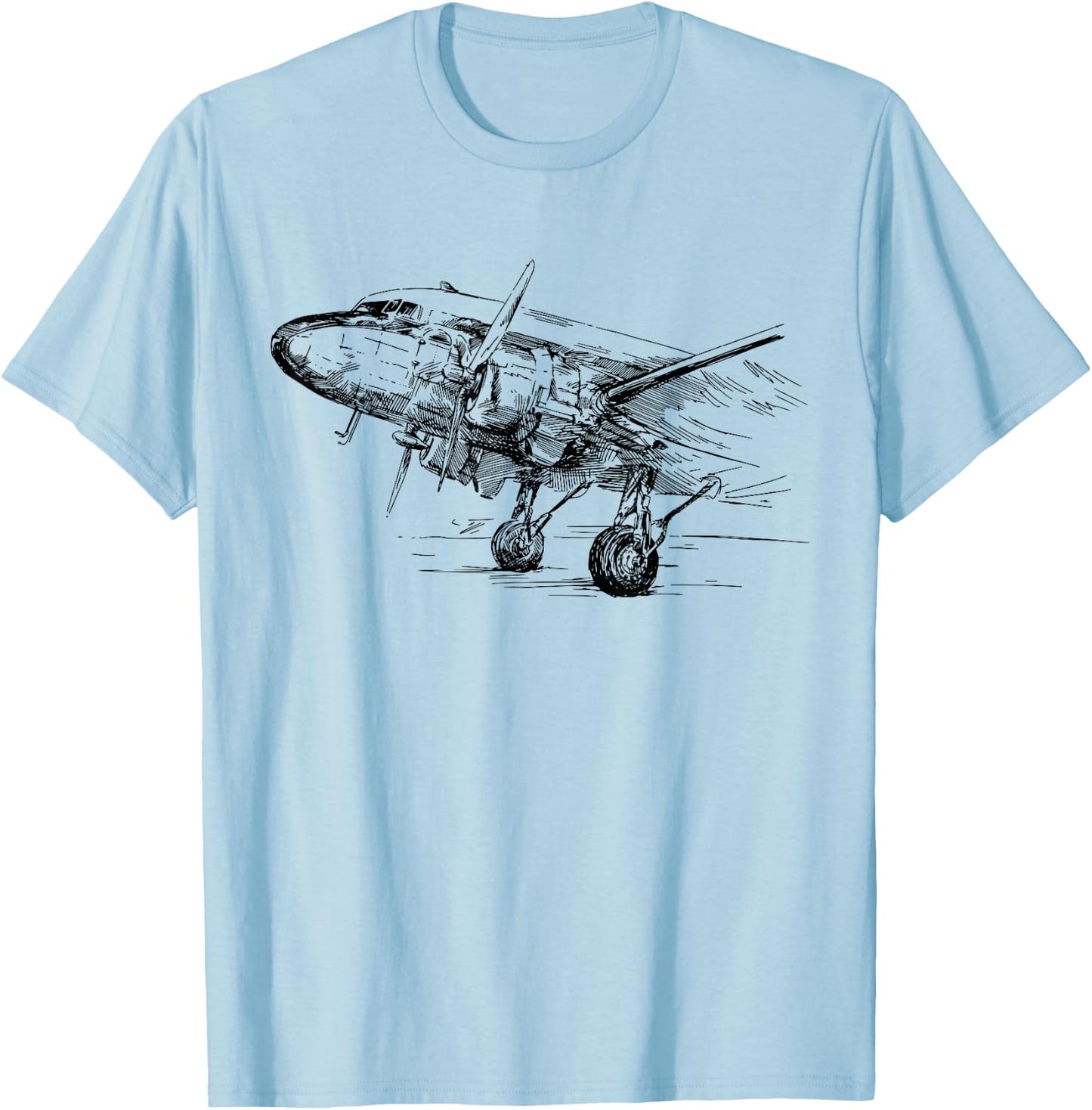 Vintage DC-3 Airplane Husband Dad Grandfather T-Shirt - T-Shirt | Light Blue