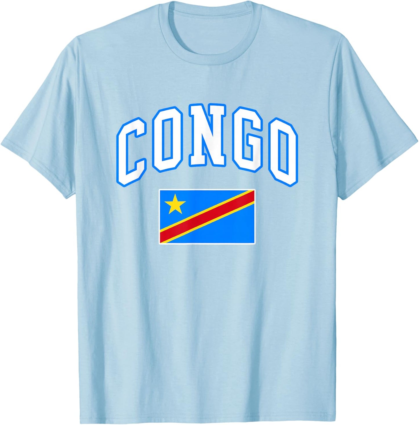 Congo Flag Congolese Retro Vintage Classic Graphic T-Shirt - T-Shirt | Light Blue