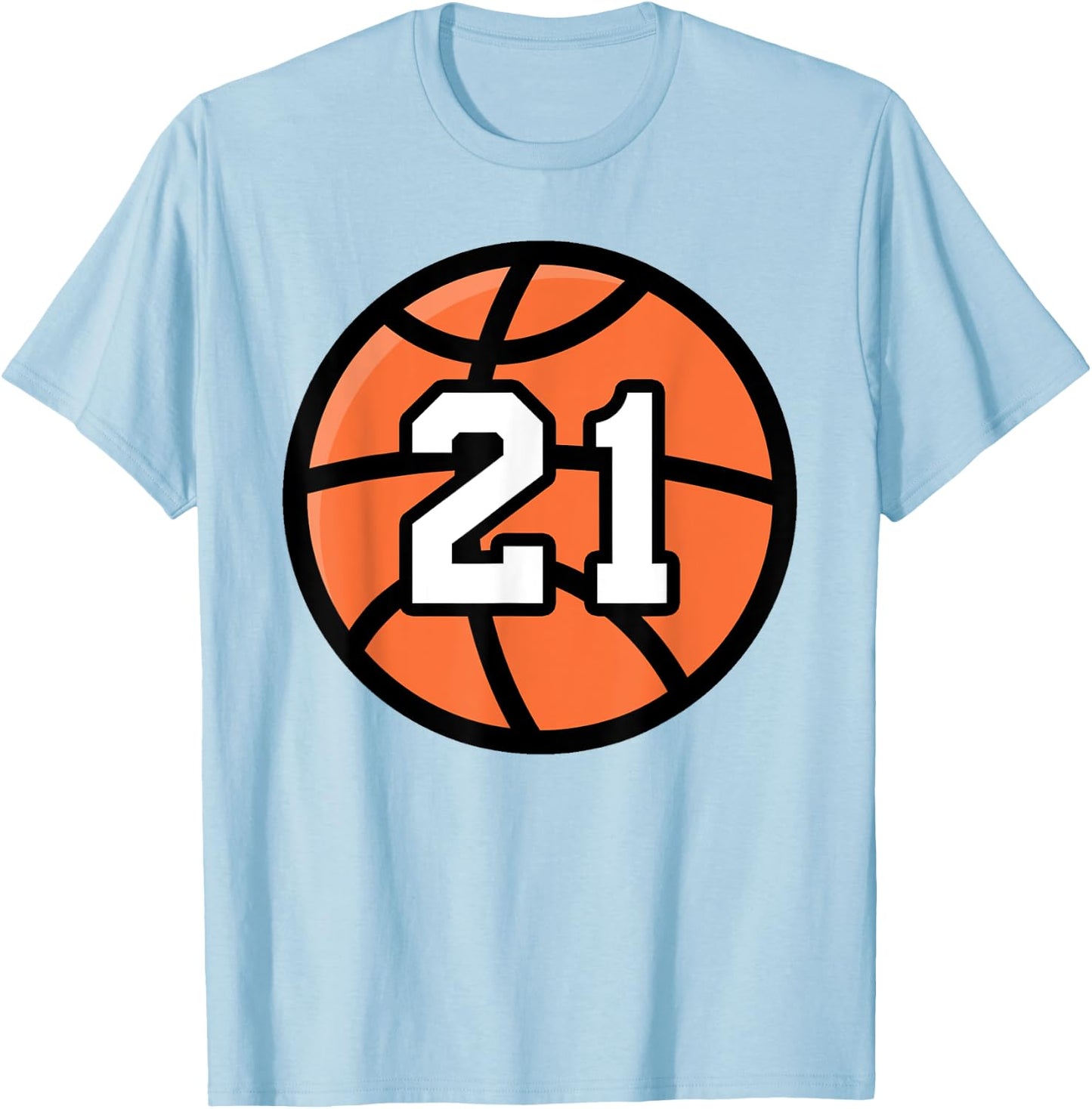 Classic Sport Basketball 21 Jersey Number T-Shirt - T-Shirt | Light Blue