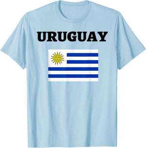 Uruguay Flag-Soccer Jersey-Football T Shirt T-Shirt - T-Shirt | Light Blue