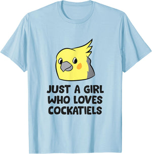Just a Girl Who Loves Cockatiels Cute Cockatiel Parrot Girl T-Shirt - T-Shirt | Light Blue