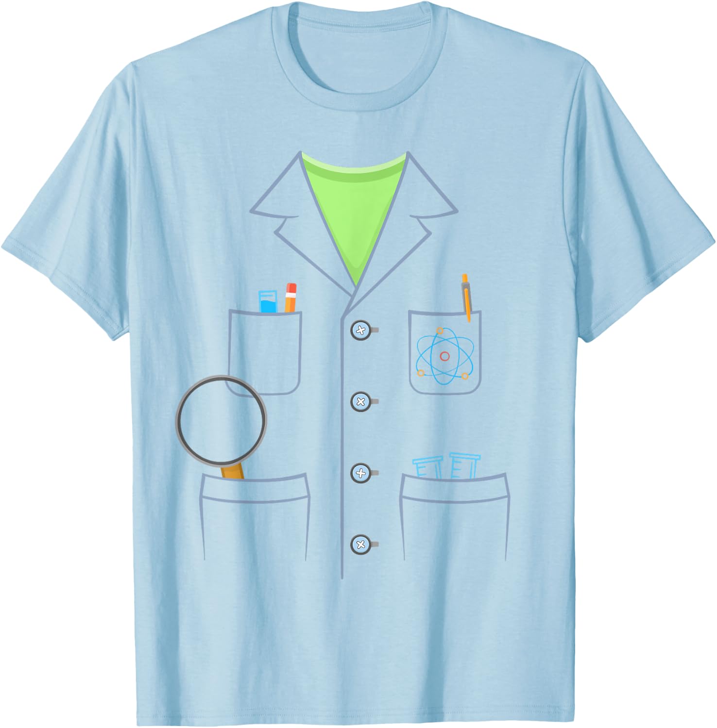 Scientist White Lab Coat Halloween Science Lazy Costume T-Shirt - T-Shirt | Light Blue