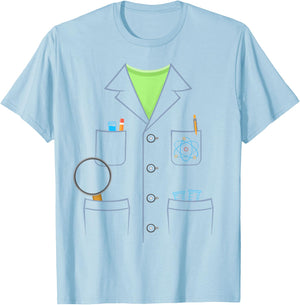 Scientist White Lab Coat Halloween Science Lazy Costume T-Shirt - T-Shirt | Light Blue