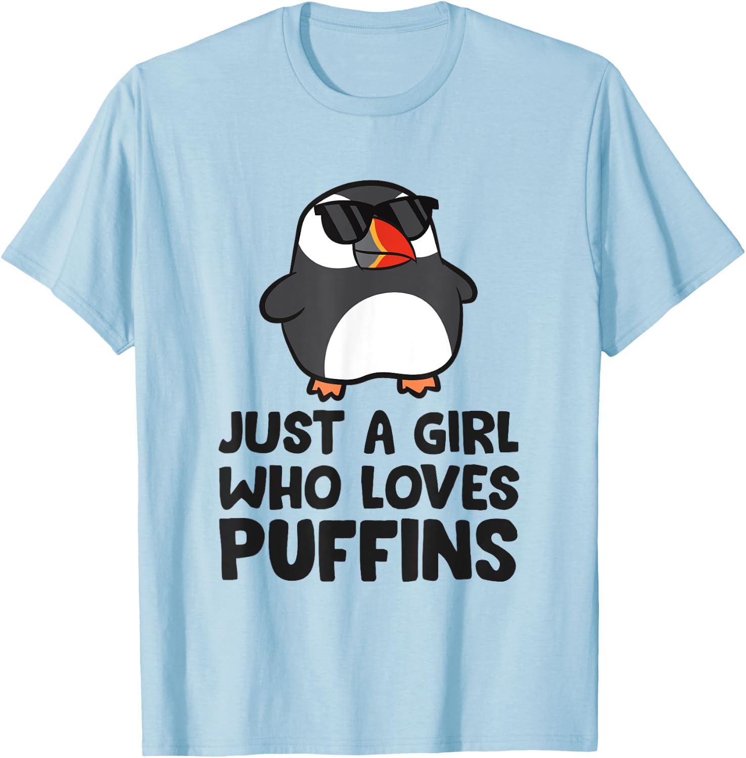 Just a Girl Who Loves Puffins T-Shirt - T-Shirt | Light Blue