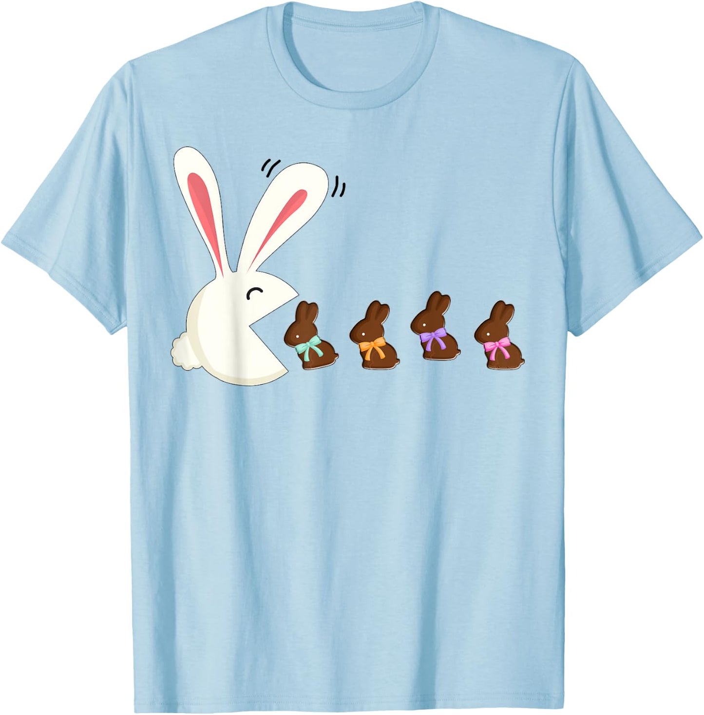 Funny Easter Rabbit Eating Chocolate Easter Bunnies Easter T-Shirt - T-Shirt | Light Blue