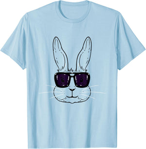 Happy Easter Day Gift Shop Bunny Face With Sunglasses Easter Day For Boys Men Kids , Grey T-Shirt - T-Shirt | Light Blue