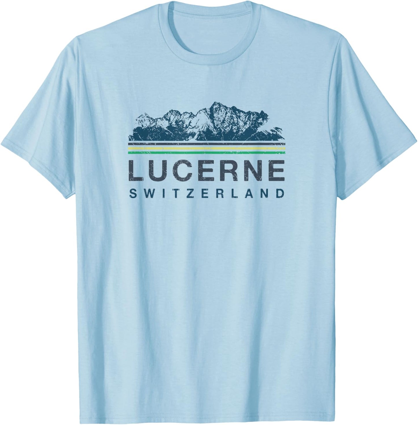 Lucerne Switzerland Swiss Mountain Climbing Retro T-Shirt - T-Shirt | Light Blue