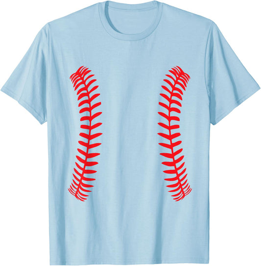 Baseball Stitches Ball Double Stitches Softball T-Shirt - T-Shirt | Light Blue