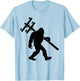 Funny Lineman bigfoot hanging Electricity column electrician T-Shirt - T-Shirt | Light Blue