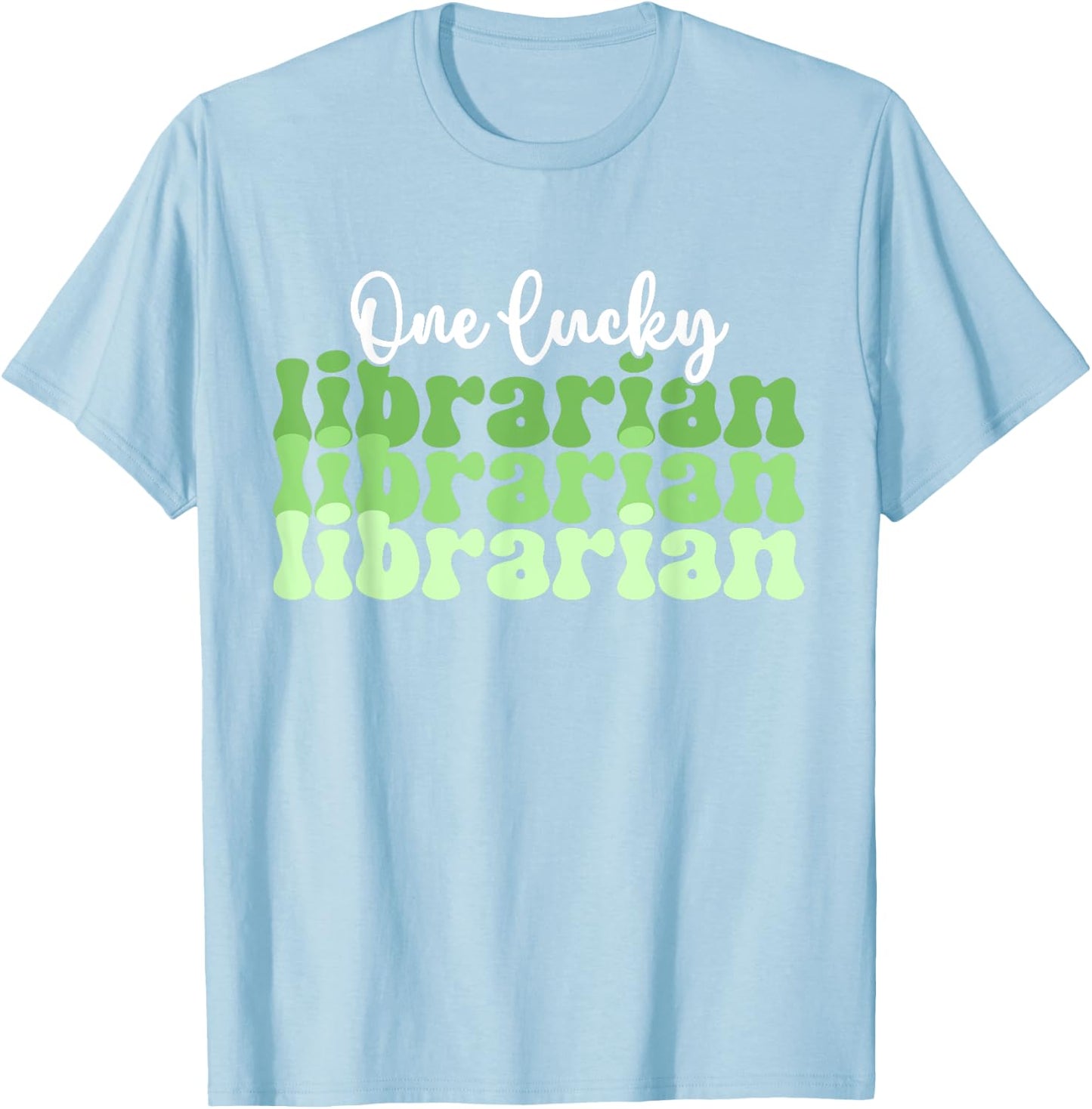 One Lucky Librarian Retro St Patricks Day School Library T-Shirt - T-Shirt | Light Blue