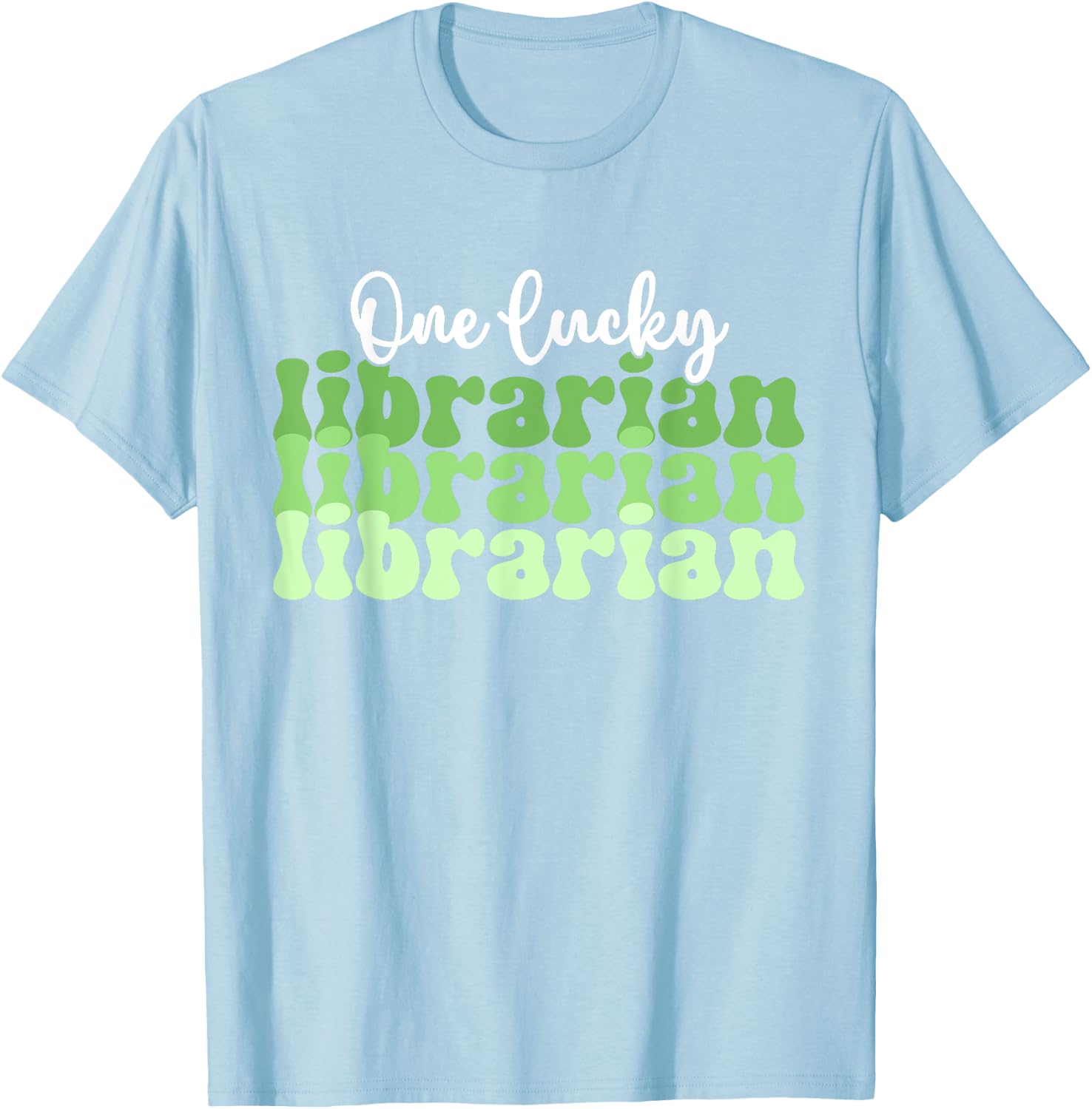 One Lucky Librarian Retro St Patricks Day School Library T-Shirt - T-Shirt | Light Blue