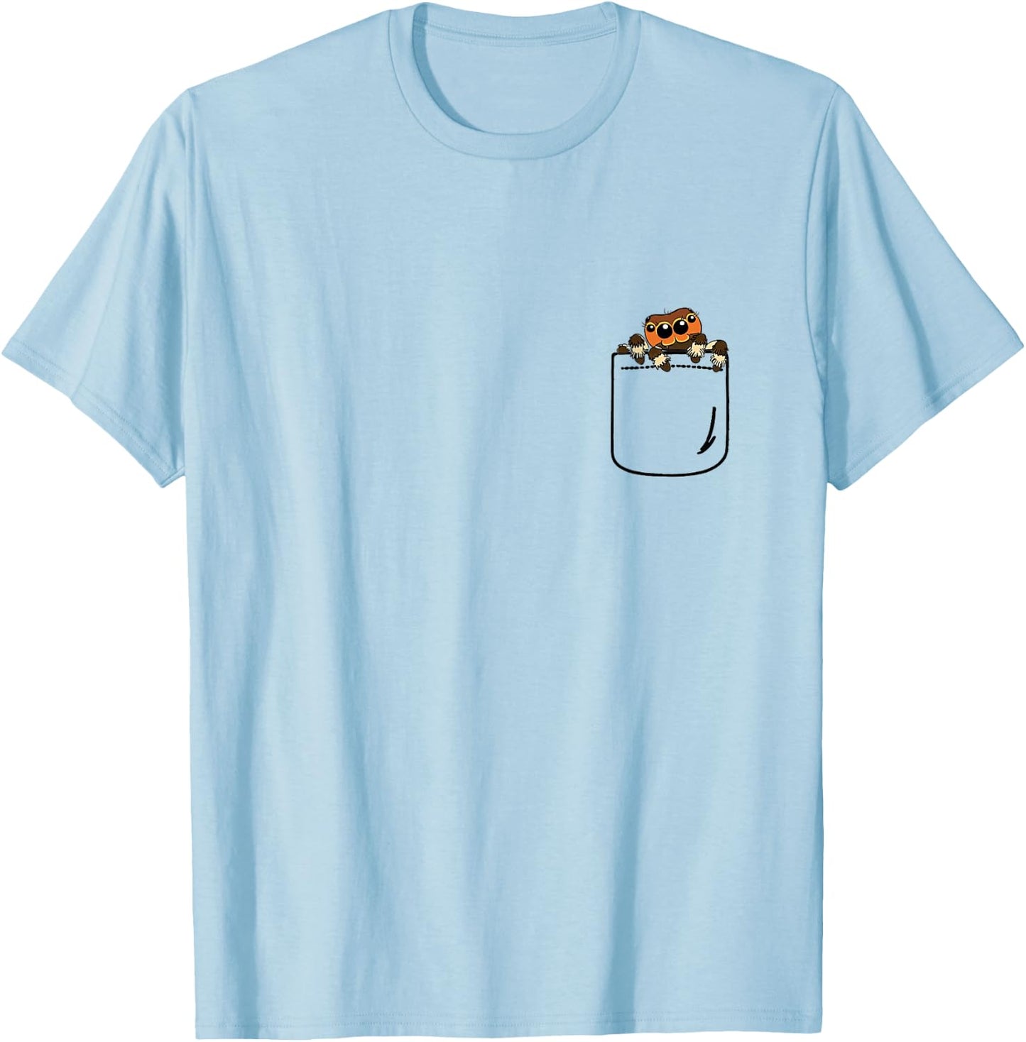 Jumping Spider in Pocket Funny Spider Crazy Lover Gift T-Shirt - T-Shirt | Light Blue