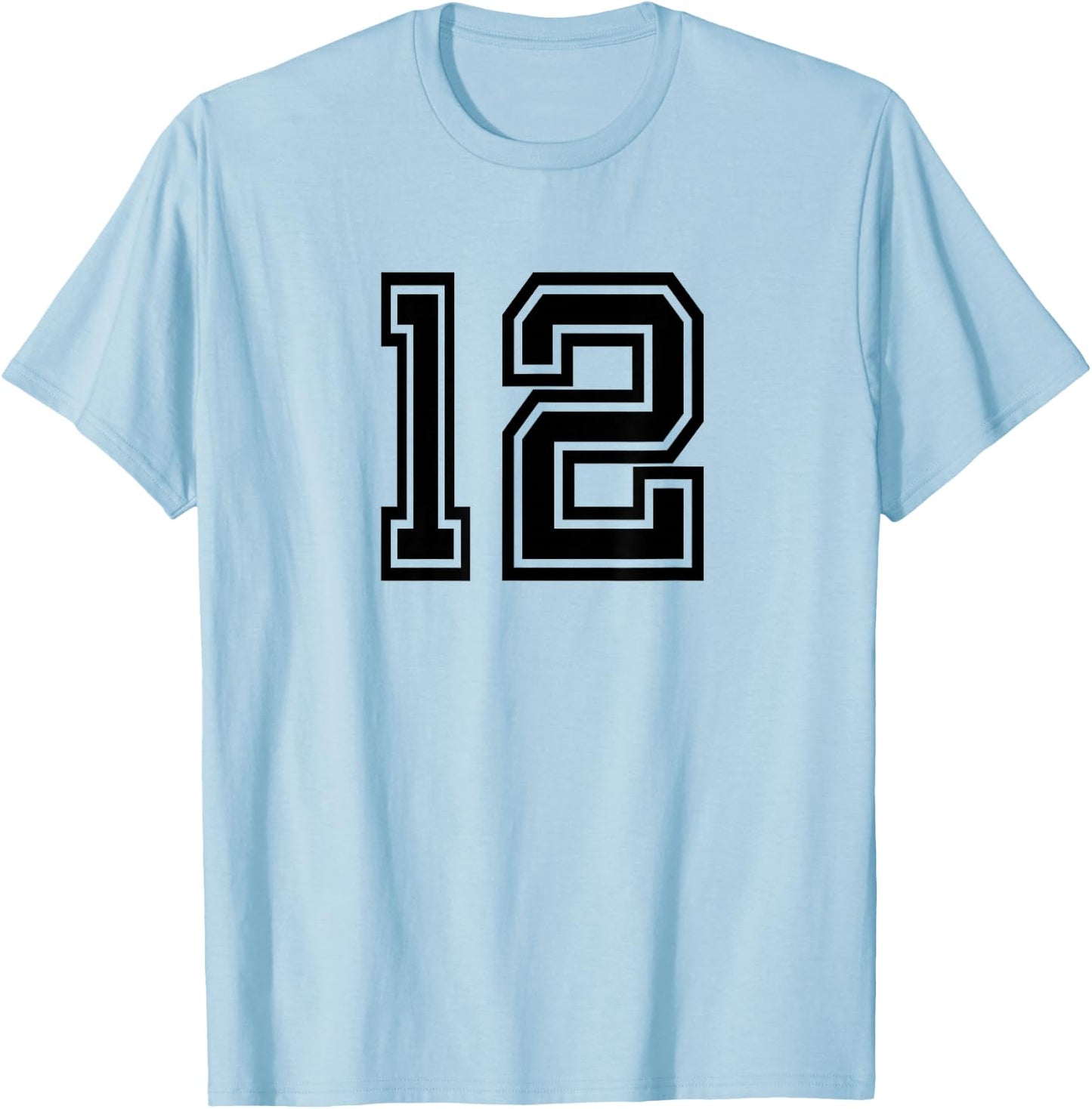 Black Number 12 T-Shirt - T-Shirt | Light Blue