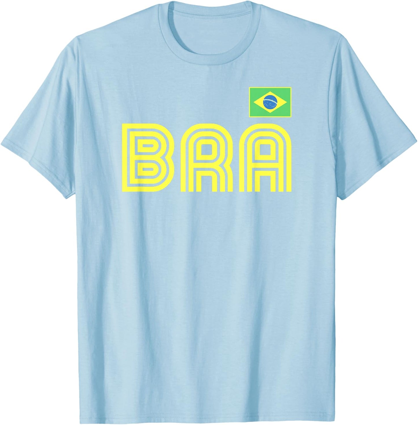Brazil Flag Retro International Country Brasil Pride T-Shirt - T-Shirt | Light Blue