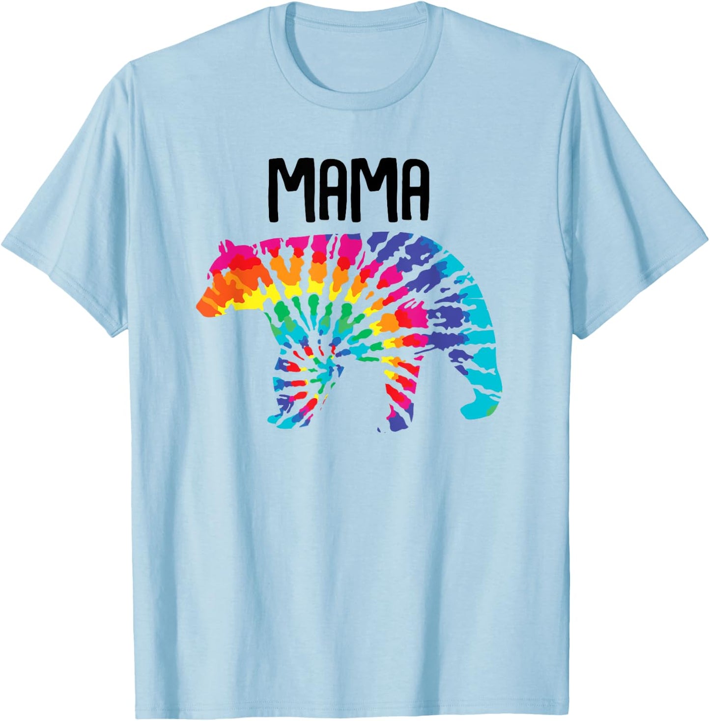 Mama Bear Rainbow Tye Dye Bear Matching Family T-Shirt - T-Shirt | Light Blue