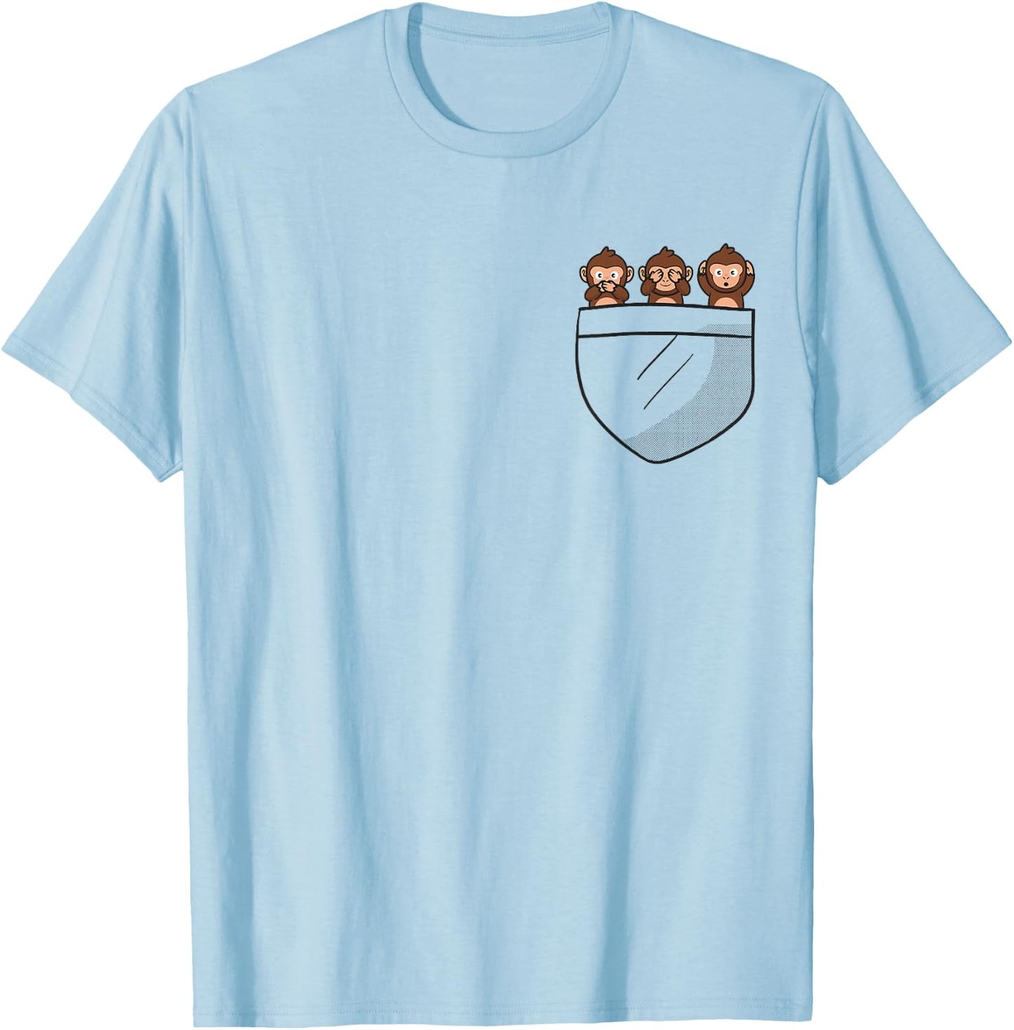 See three wise monkeys, hear no evil animal in the bag T-Shirt - T-Shirt | Light Blue