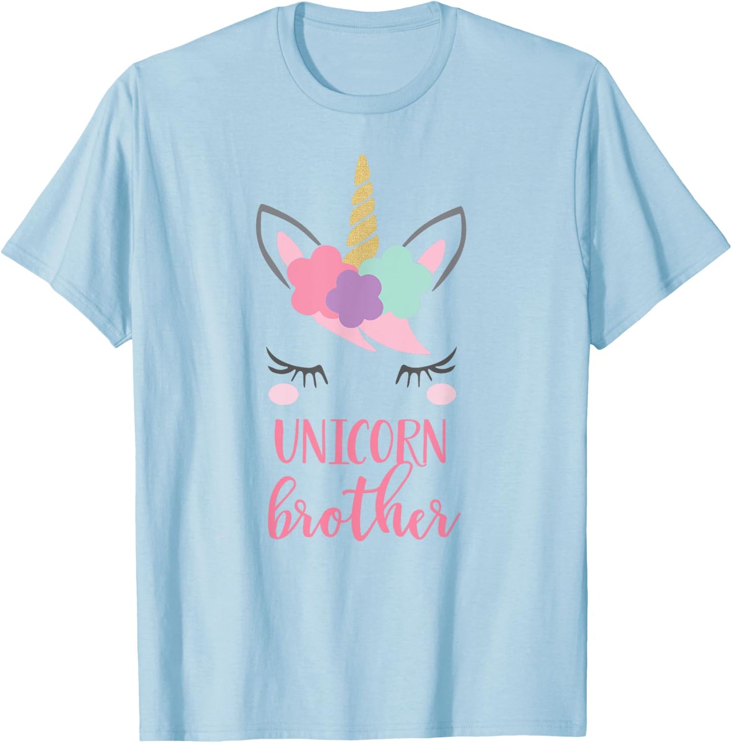 Unicorn Brother Shirt, Brother of the Birthday Girl Gift T-Shirt - T-Shirt | Light Blue