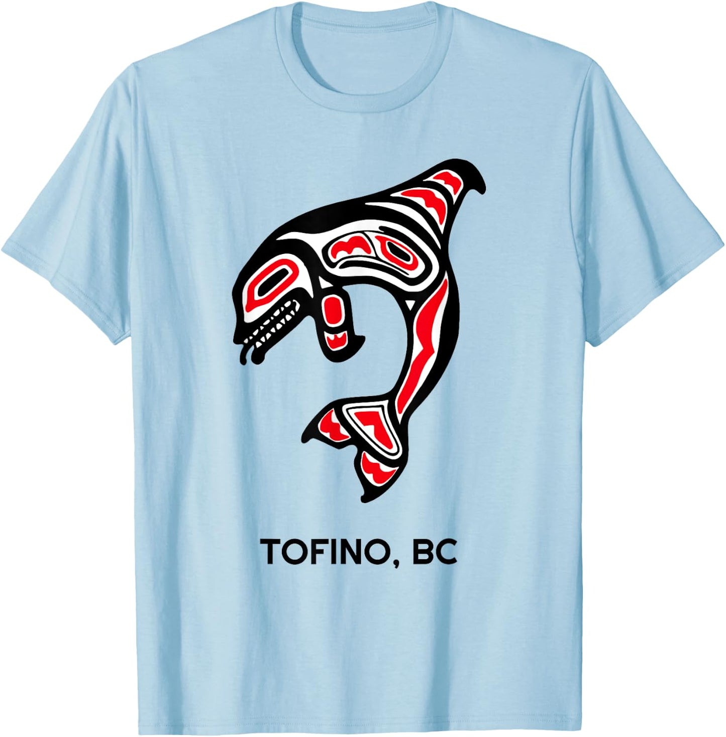 Tofino BC Canada Native Fishermen Tribal Orca Killer Whales T-Shirt - T-Shirt | Light Blue