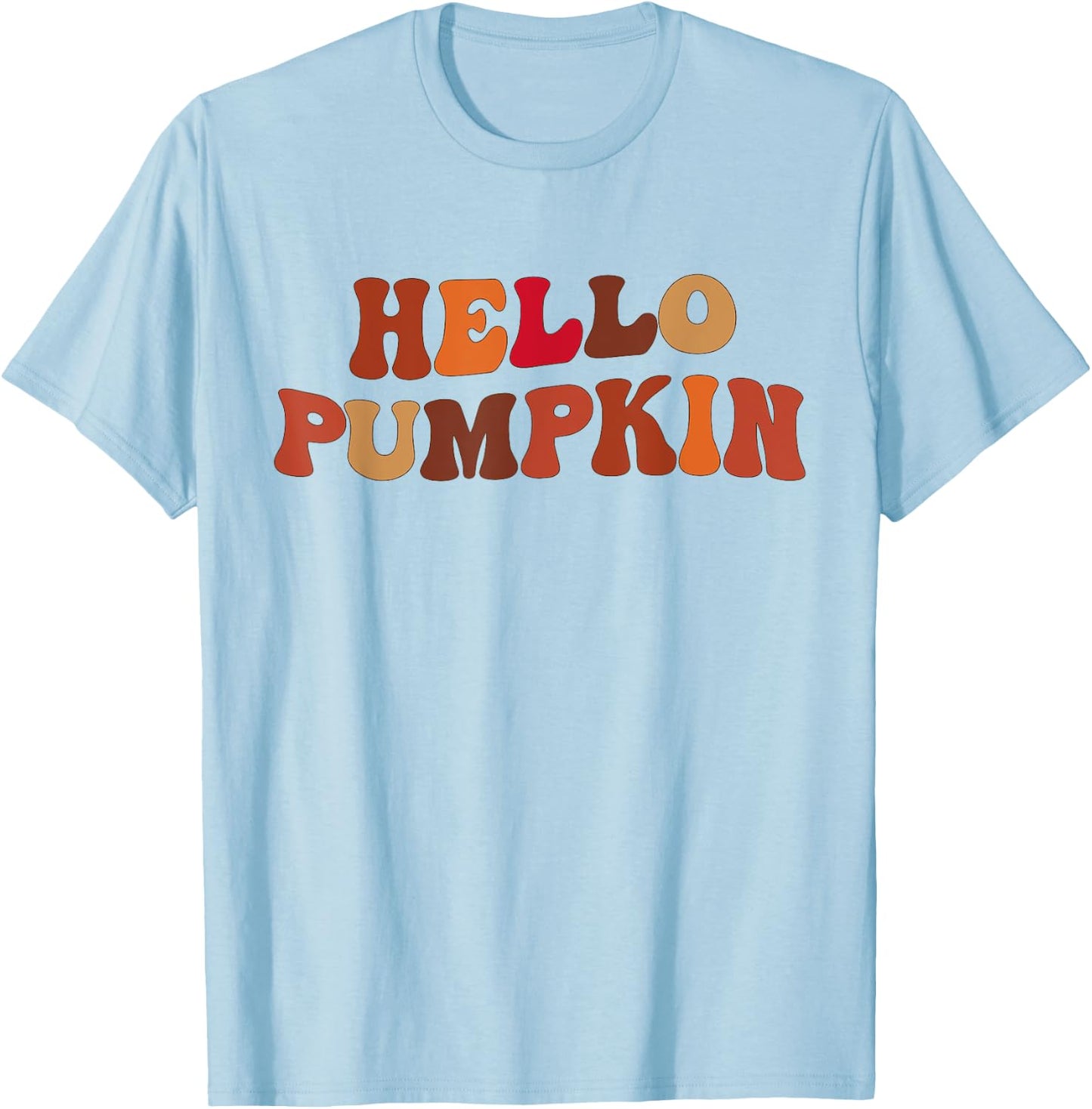Happy Fall Hello Pumpkin Retro Fall Autumn Vibes T-Shirt - T-Shirt | Light Blue
