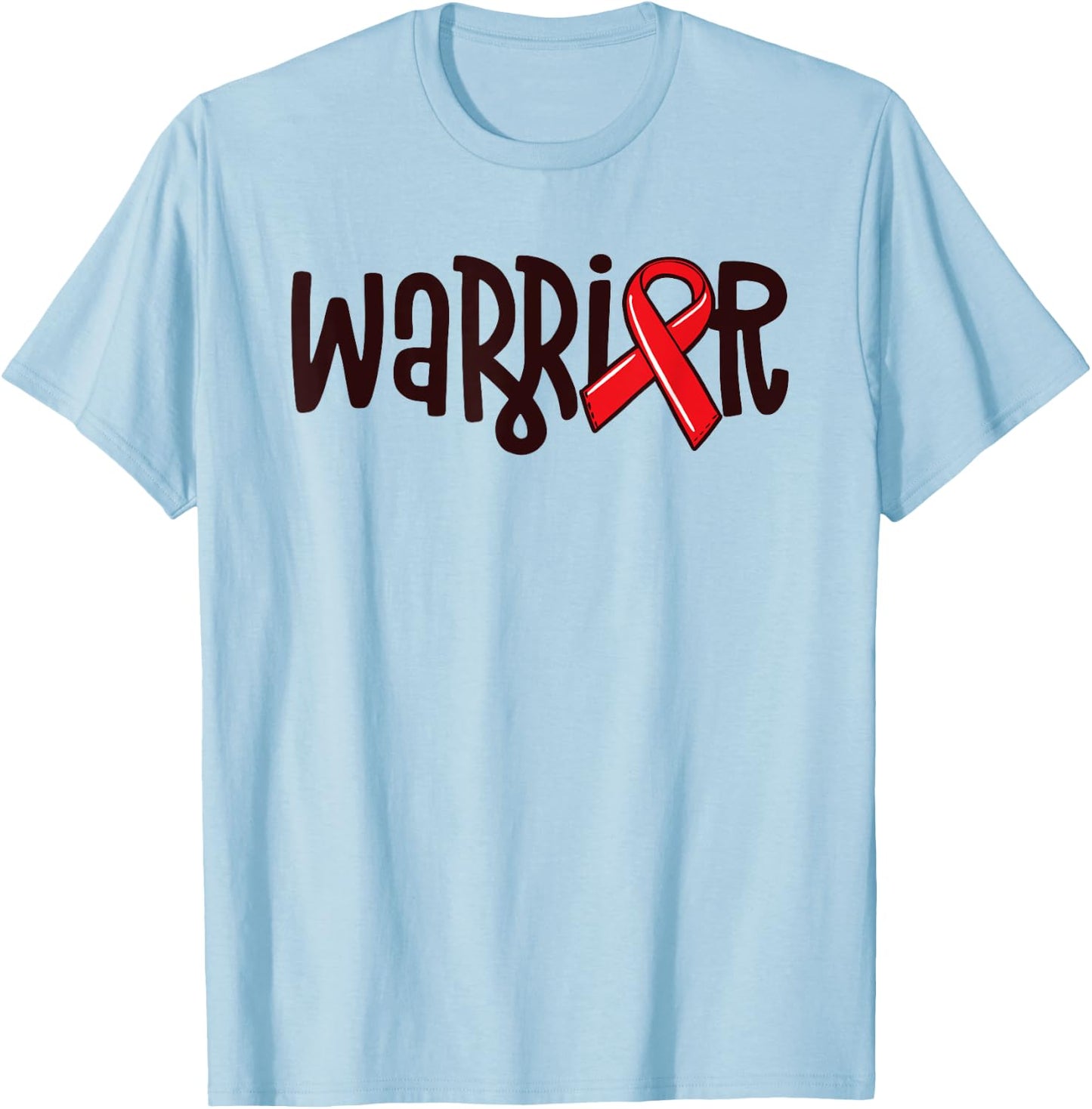 Warrior Pulmonary Embolism Awareness Blood Clot Red Ribbon T-Shirt - T-Shirt | Light Blue
