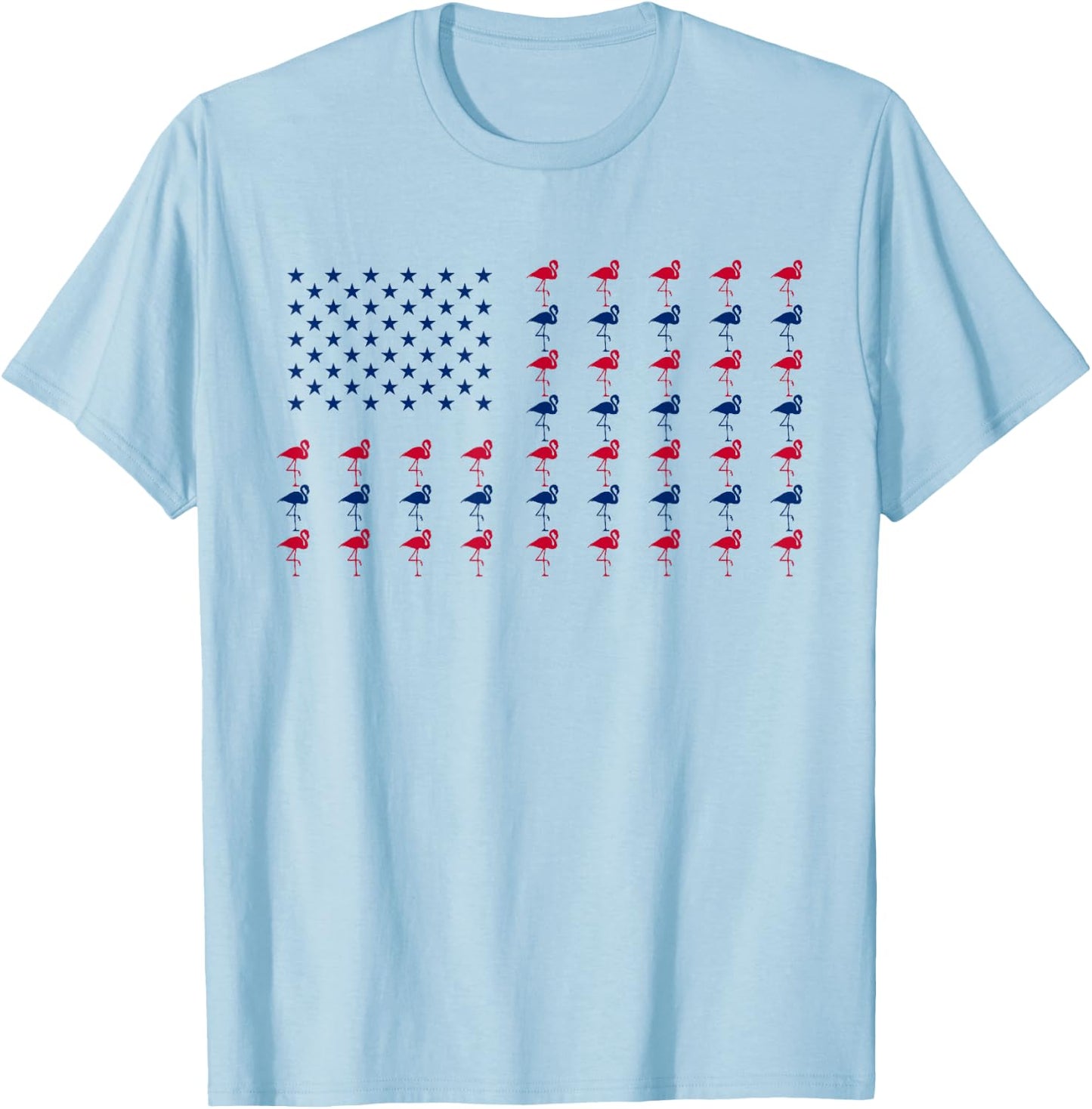 USA American Flag Flamingo Lover 4th of July Patriotic Women T-Shirt - T-Shirt | Light Blue