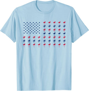 USA American Flag Flamingo Lover 4th of July Patriotic Women T-Shirt - T-Shirt | Light Blue