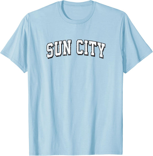 Sun City Arizona Vintage Athletic Sports B&W Print T-Shirt - T-Shirt | Light Blue