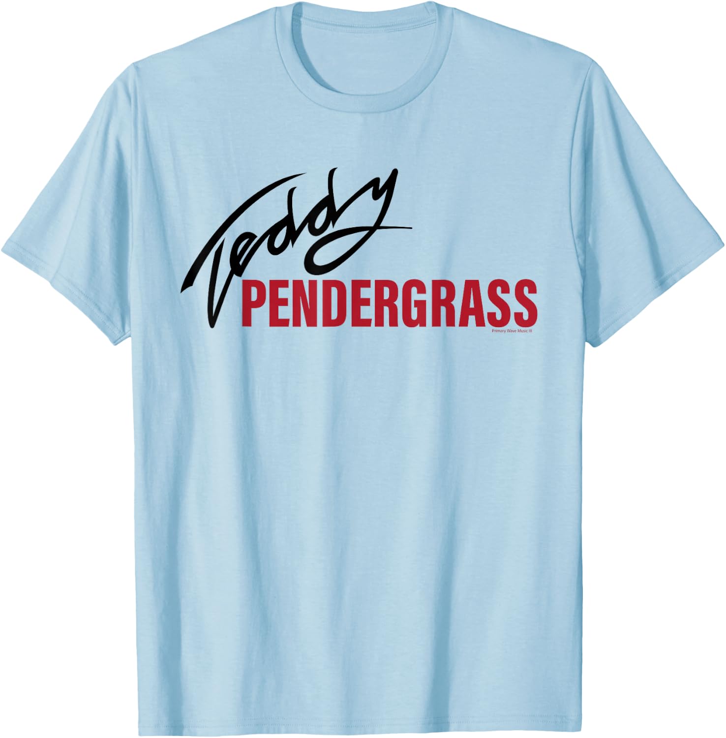Official Teddy Pendergrass Signature Red on Black T-Shirt - T-Shirt | Light Blue