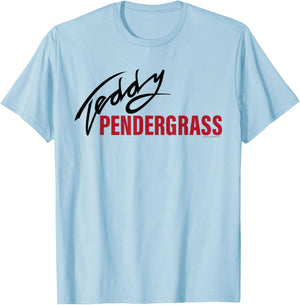 Official Teddy Pendergrass Signature Red on Black T-Shirt - T-Shirt | Light Blue