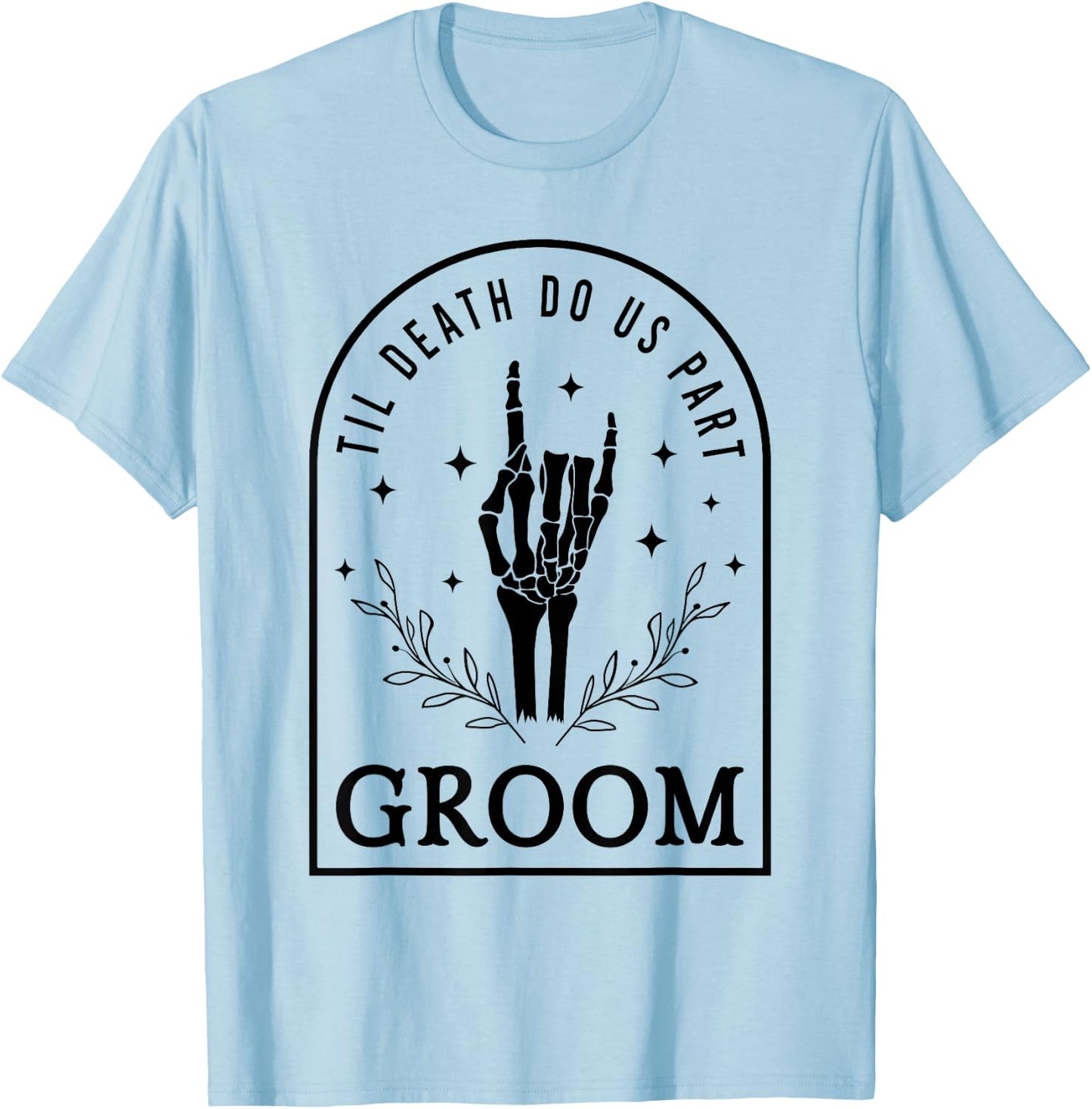 Groom Bride Skeleton Gothic Halloween Engagement Wedding T-Shirt - T-Shirt | Light Blue