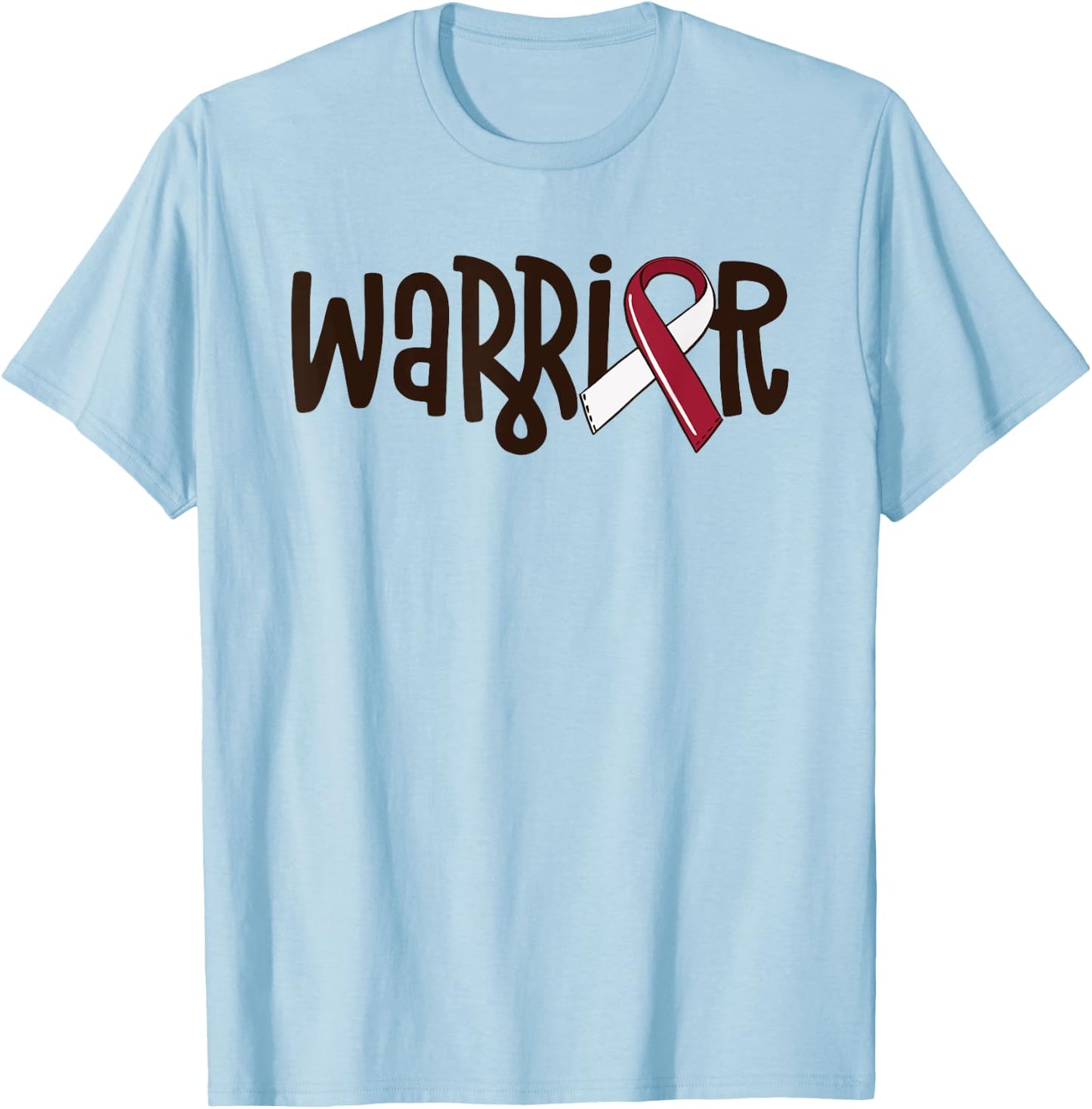 Oral Cancer Warrior Head And Neck Cancer Burgundy Ribbon T-Shirt - T-Shirt | Light Blue