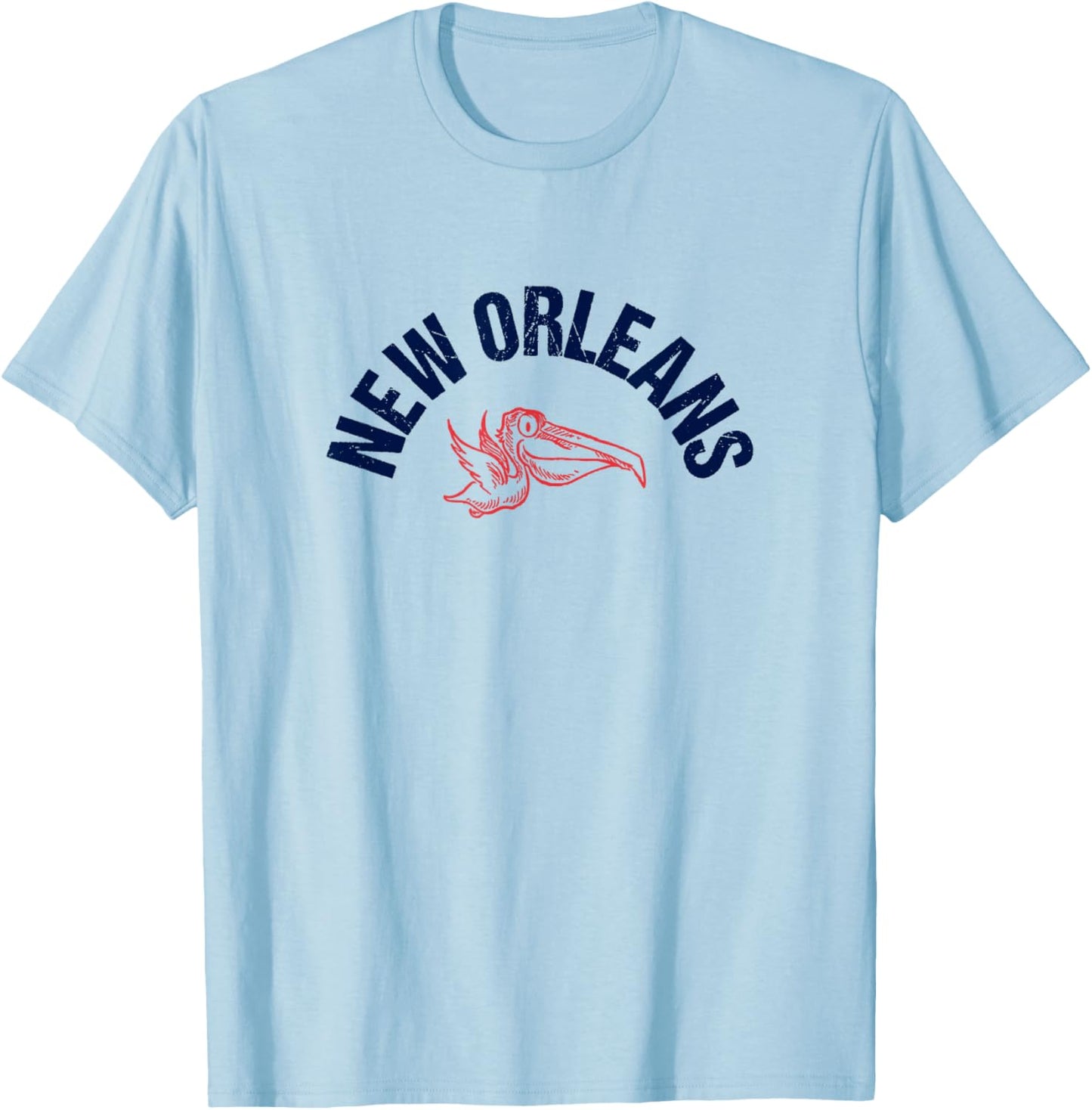 New Orleans Native Pelican Thowback Retro New Orleans Pro T-Shirt - T-Shirt | Light Blue