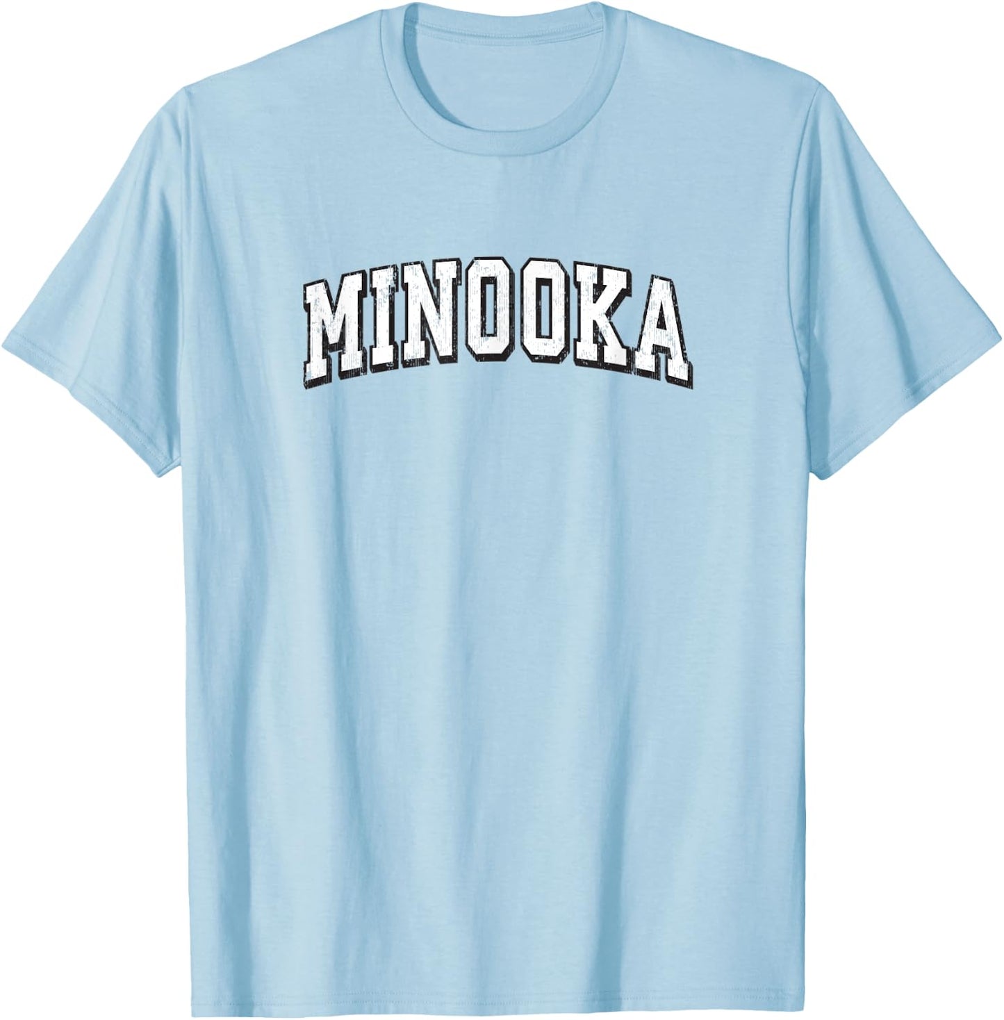 Minooka Illinois Vintage Athletic Sports B&W Print T-Shirt - T-Shirt | Light Blue