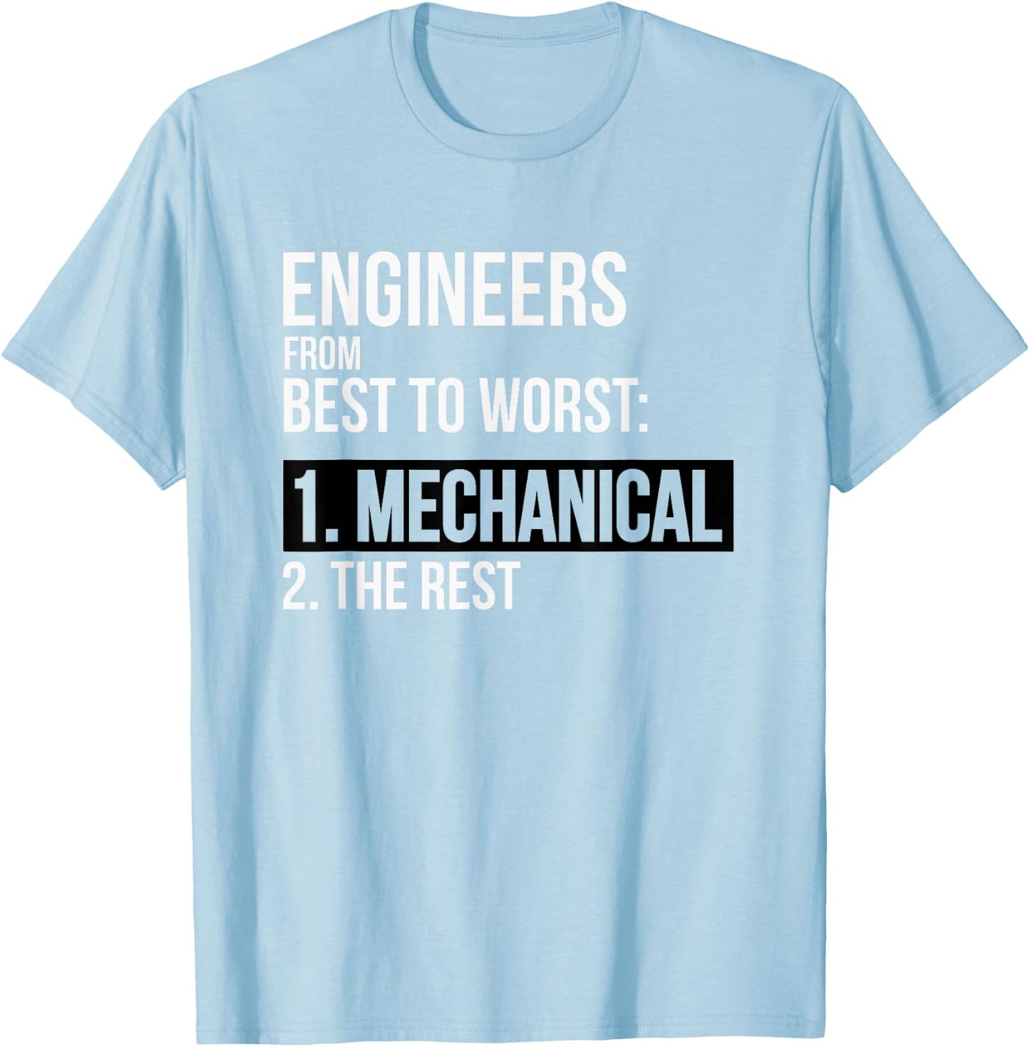 Engineers From Best To Worst Mechanical Engineering T-Shirt - T-Shirt | Light Blue