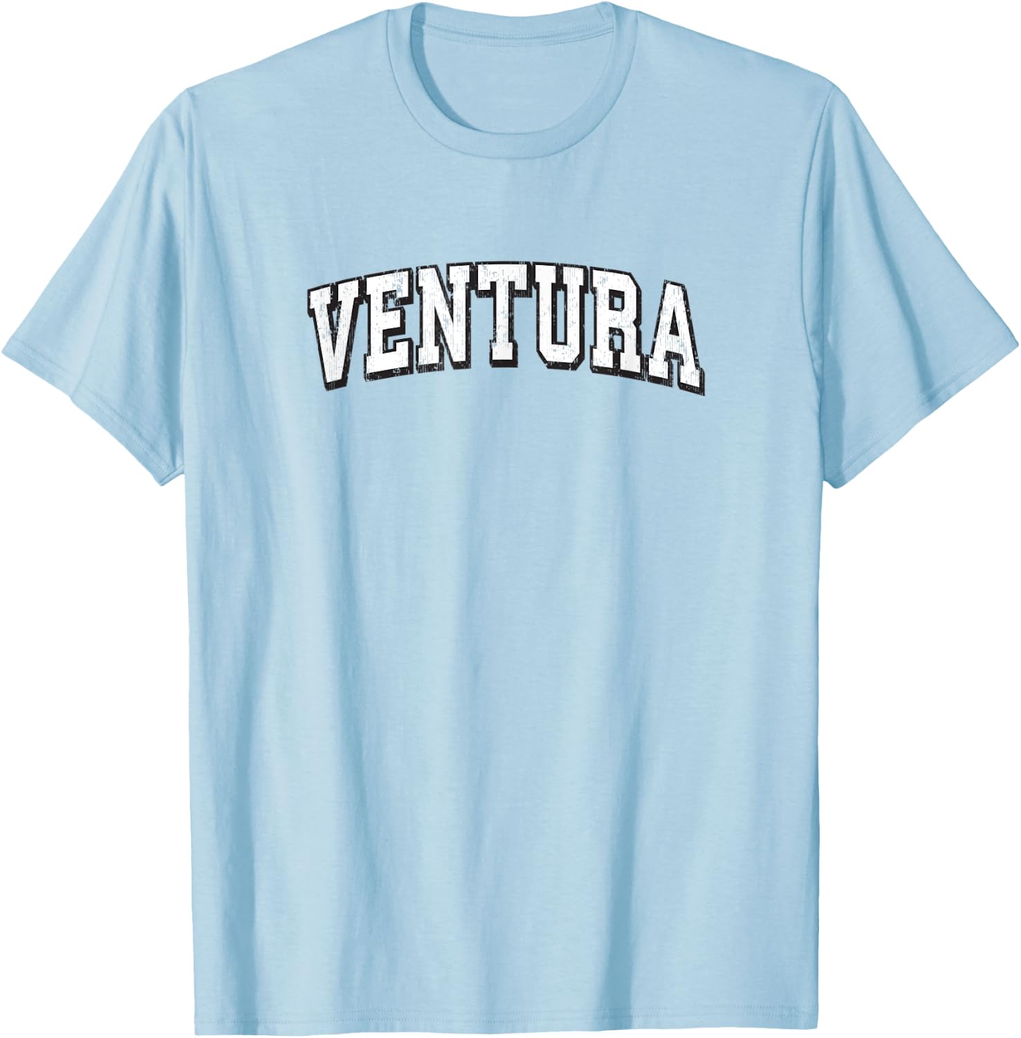 Ventura California Vintage Athletic Sports B&W Print T-Shirt - T-Shirt | Light Blue