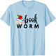 BOOKWORM with Books and Apple Colorful Graphic T-Shirt - T-Shirt | Light Blue