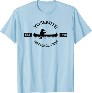 California Yosemite Bear Canoe Silhouette National Parks T-Shirt - T-Shirt | Light Blue