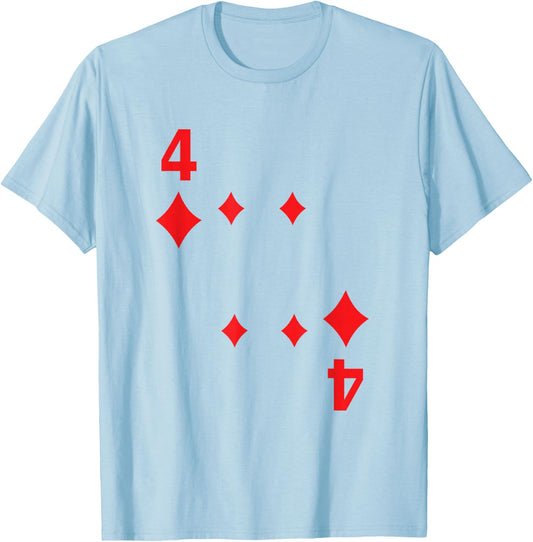Four 4 of Diamonds Shirt Poker Playing Card Costume T-Shirt - T-Shirt | Light Blue